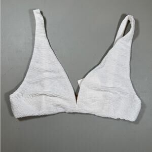 RUMER Cassidy White Bralette Bikini Top Large Shimmer Swim NWT Gold Clasp